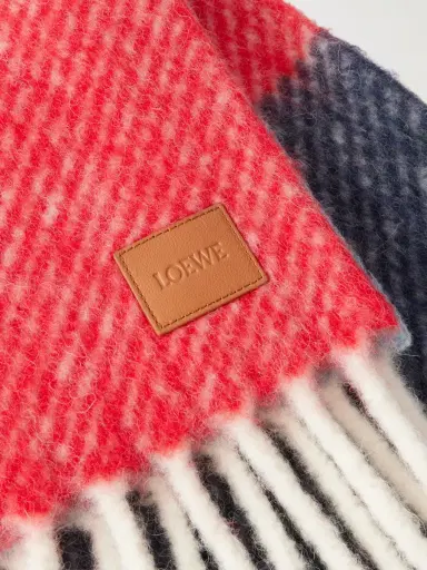 Loewe Fringed Striped Brushed Alpaca and Wool-Blend Scarf - Men | Thumbnail 4