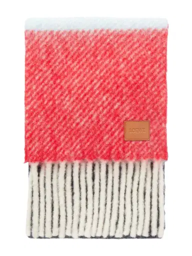 Loewe Fringed Striped Brushed Alpaca and Wool-Blend Scarf - Men | Thumbnail 1