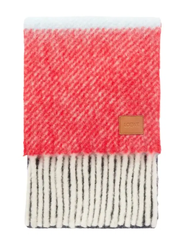 Loewe Fringed Striped Brushed Alpaca and Wool-Blend Scarf - Men