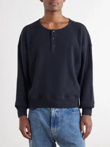 Our Legacy Ballon Ribbed Stretch-Cotton Henley T-shirt - Men | Thumbnail 3