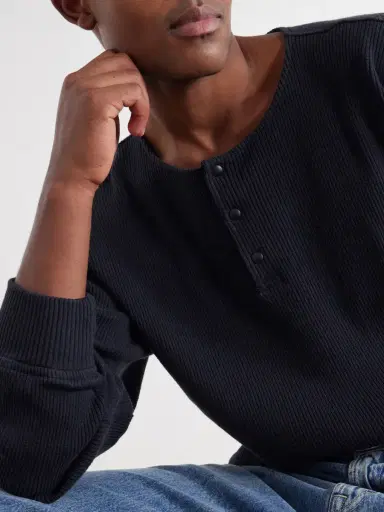 Our Legacy Ballon Ribbed Stretch-Cotton Henley T-shirt - Men | Thumbnail 5