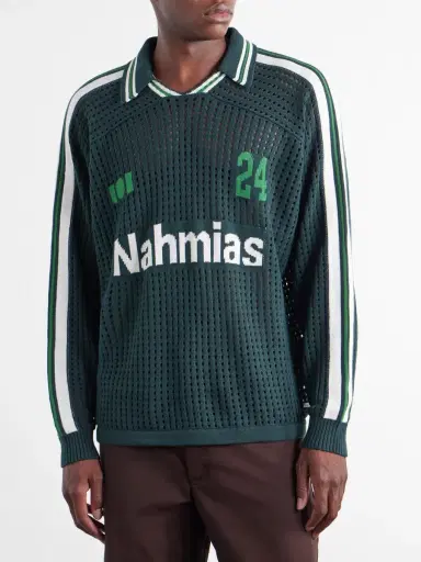 Nahmias Logo-Jacquard Open-Knit Cotton-Jersey T-Shirt - Men | Thumbnail 3