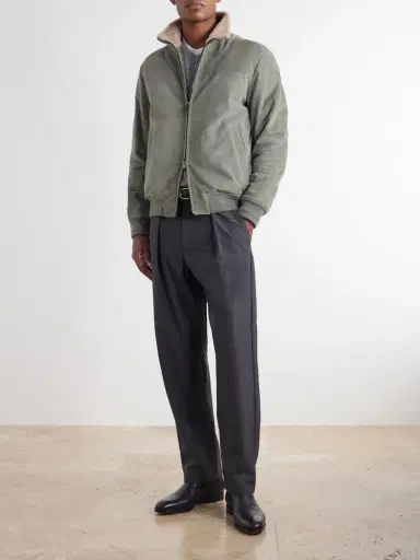 Canali Padded Shearling-Trimmed Suede Bomber Jacket - Men | Thumbnail 2 Canali Padded Shearling-Trimmed Suede Bomber Jacket - Men | Thumbnail 2