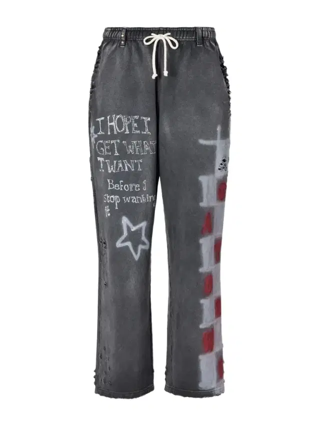 Satoshi Nakamoto Get What I Want Distressed Embellished Printed Sweatpants - Men