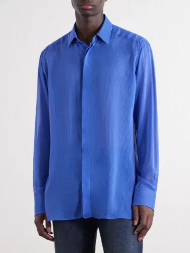 Tom Ford Micro-Striped Silk-Organza Shirt - Men | Thumbnail 3