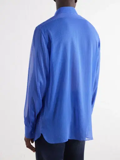 Tom Ford Micro-Striped Silk-Organza Shirt - Men | Thumbnail 4