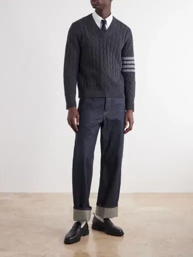 Thom Browne 4-Bar Stripe Cable-Knit Cashmere Sweater - Men | Thumbnail 2 Thom Browne 4-Bar Stripe Cable-Knit Cashmere Sweater - Men | Thumbnail 2