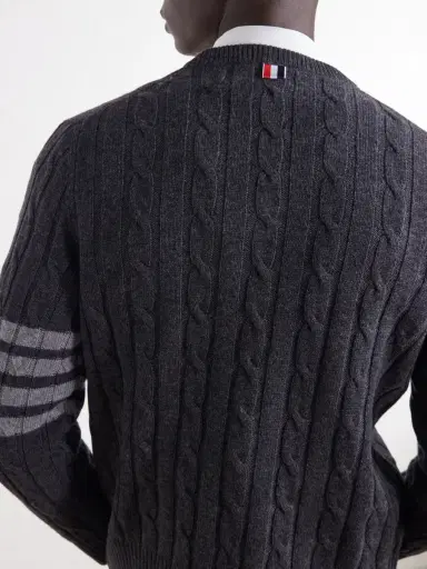 Thom Browne 4-Bar Stripe Cable-Knit Cashmere Sweater - Men | Thumbnail 5 Thom Browne 4-Bar Stripe Cable-Knit Cashmere Sweater - Men | Thumbnail 5
