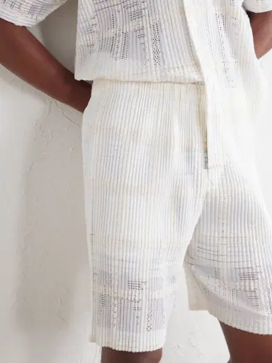 Homme Plissé Issey Miyake Straight-Leg Pleated Lace Grid Mesh Shorts - Men | Thumbnail 5 Homme Plissé Issey Miyake Straight-Leg Pleated Lace Grid Mesh Shorts - Men | Thumbnail 5