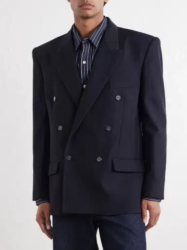 Willy Chavarria Manuel Double-Breasted Pinstriped Virgin Wool Blazer - Men | Thumbnail 3