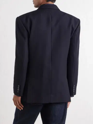 Willy Chavarria Manuel Double-Breasted Pinstriped Virgin Wool Blazer - Men | Thumbnail 4