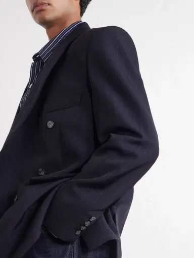 Willy Chavarria Manuel Double-Breasted Pinstriped Virgin Wool Blazer - Men | Thumbnail 5