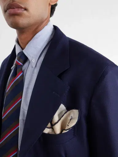 Drake's Logo-Print Silk and Wool-Blend Gauze Pocket Square - Men | Thumbnail 2 Drake's Logo-Print Silk and Wool-Blend Gauze Pocket Square - Men | Thumbnail 2