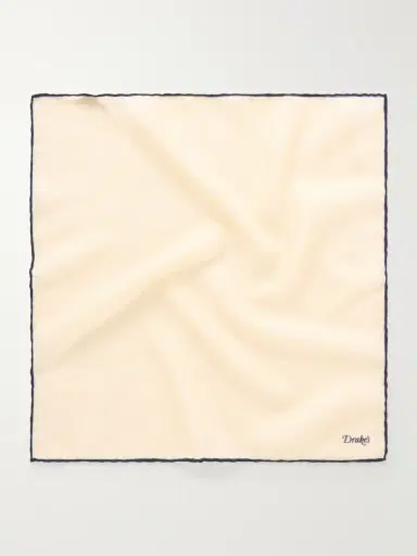 Drake's Logo-Print Silk and Wool-Blend Gauze Pocket Square - Men | Thumbnail 3 Drake's Logo-Print Silk and Wool-Blend Gauze Pocket Square - Men | Thumbnail 3