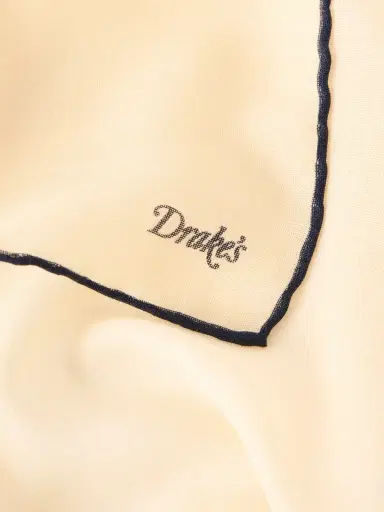 Drake's Logo-Print Silk and Wool-Blend Gauze Pocket Square - Men | Thumbnail 4 Drake's Logo-Print Silk and Wool-Blend Gauze Pocket Square - Men | Thumbnail 4