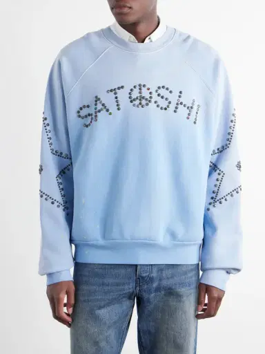 Satoshi Nakamoto Star Stud-Embellished Paint-Splattered Cotton-Jersey Sweater - Men | Thumbnail 3 Satoshi Nakamoto Star Stud-Embellished Paint-Splattered Cotton-Jersey Sweater - Men | Thumbnail 3