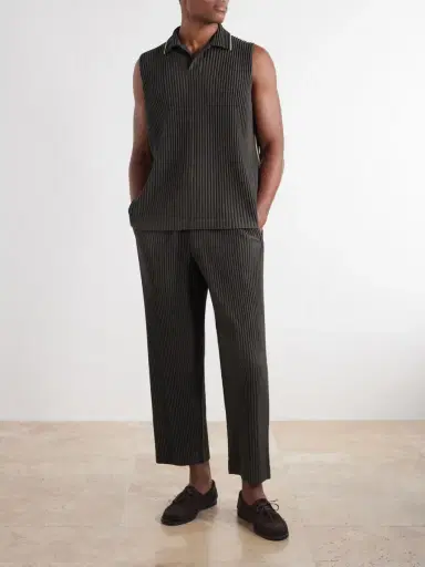 Homme Plissé Issey Miyake Straight-Leg Embroidered Pleated Trousers - Men | Thumbnail 2 Homme Plissé Issey Miyake Straight-Leg Embroidered Pleated Trousers - Men | Thumbnail 2