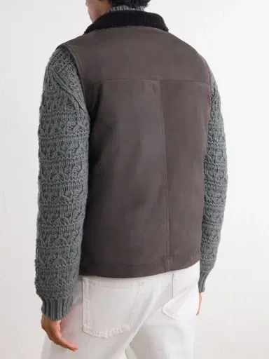 Canali Padded Shearling-Trimmed Suede Gilet - Men | Thumbnail 4 Canali Padded Shearling-Trimmed Suede Gilet - Men | Thumbnail 4
