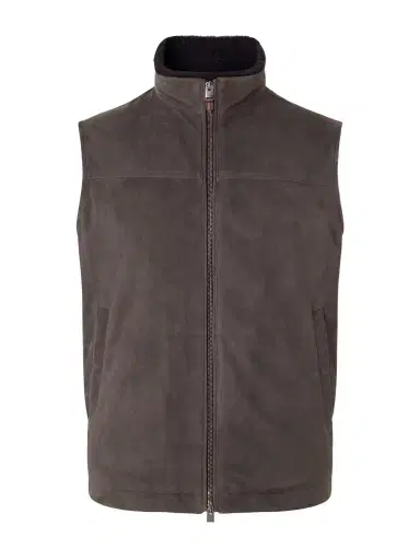 Canali Padded Shearling-Trimmed Suede Gilet - Men | Thumbnail 1 Canali Padded Shearling-Trimmed Suede Gilet - Men | Thumbnail 1