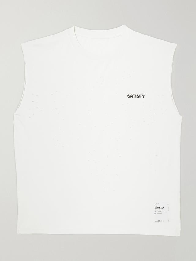 Satisfy Distressed Logo-Print MothTech™ Organic Cotton-Jersey Tank Top - Men