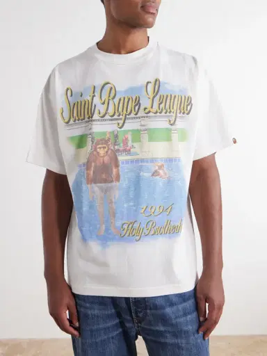 SAINT Mxxxxxx BAPE® Pool Printed Cotton-Jersey T-Shirt - Men | Thumbnail 3