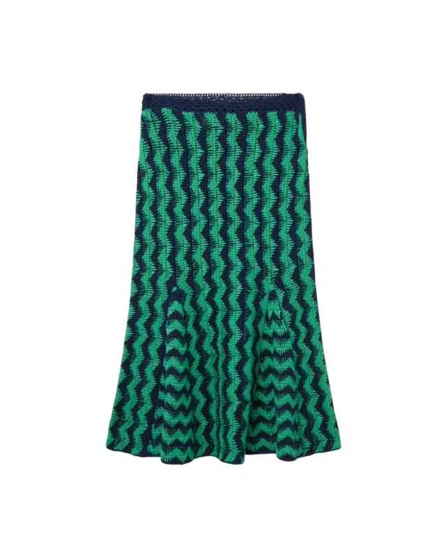 Wales Bonner Ocean Crochet-Knit Midi Skirt