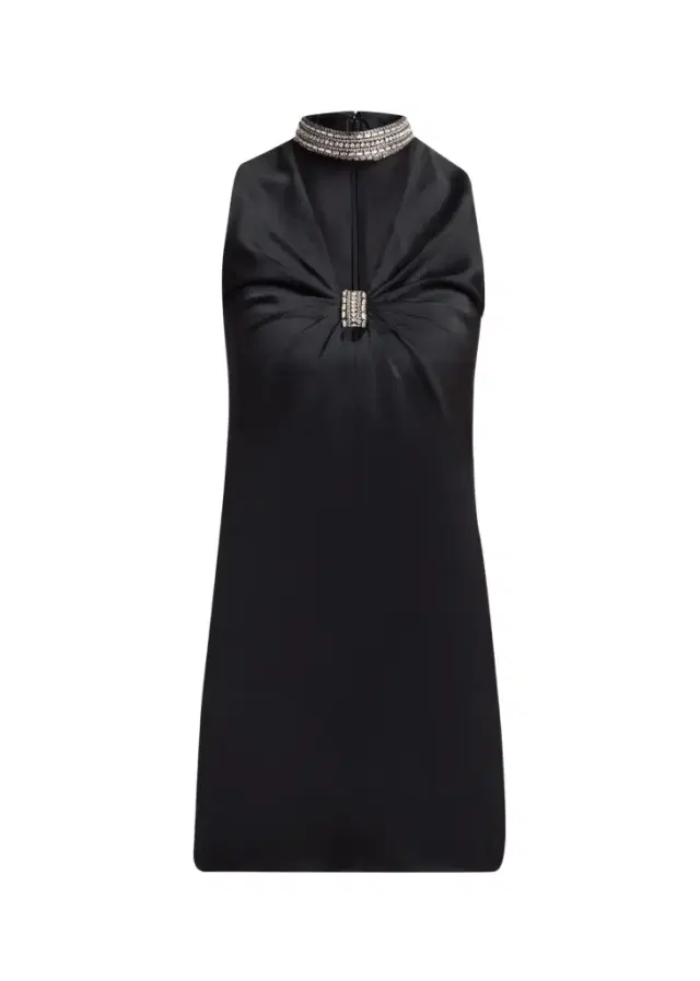 Valentino Garavani Embroidered Choker V-Neck Satin Mini Dress