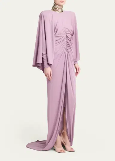 Valentino Garavani Sequined Turtleneck Draped Cape Backless Gown | Thumbnail 4 Valentino Garavani Sequined Turtleneck Draped Cape Backless Gown | Thumbnail 4