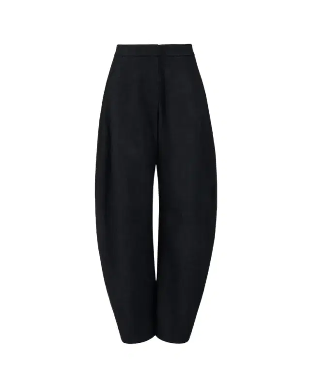 Round Wool Barrel-Leg Pants