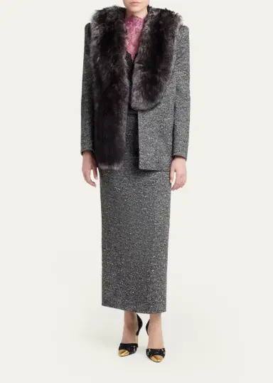 Valentino Garavani Lamb Shearling Wool Herringbone Coat | Thumbnail 2 Valentino Garavani Lamb Shearling Wool Herringbone Coat | Thumbnail 2