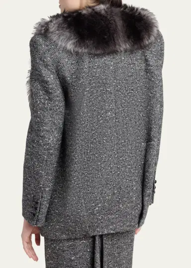 Valentino Garavani Lamb Shearling Wool Herringbone Coat | Thumbnail 3 Valentino Garavani Lamb Shearling Wool Herringbone Coat | Thumbnail 3