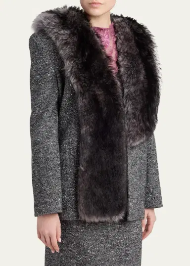 Valentino Garavani Lamb Shearling Wool Herringbone Coat | Thumbnail 4 Valentino Garavani Lamb Shearling Wool Herringbone Coat | Thumbnail 4