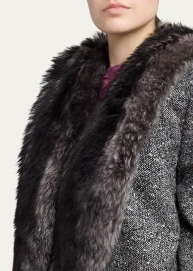 Valentino Garavani Lamb Shearling Wool Herringbone Coat | Thumbnail 5 Valentino Garavani Lamb Shearling Wool Herringbone Coat | Thumbnail 5