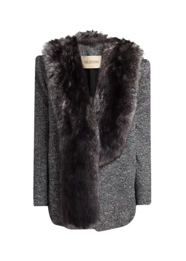 Valentino Garavani Lamb Shearling Wool Herringbone Coat | Thumbnail 1 Valentino Garavani Lamb Shearling Wool Herringbone Coat | Thumbnail 1