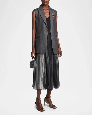 Brunello Cucinelli Sleeveless Lightweight Linen Blazer Vest | Thumbnail 2 Brunello Cucinelli Sleeveless Lightweight Linen Blazer Vest | Thumbnail 2