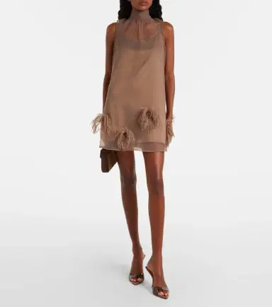 Staud Albee feather-trimmed minidress | Thumbnail 4 Staud Albee feather-trimmed minidress | Thumbnail 4