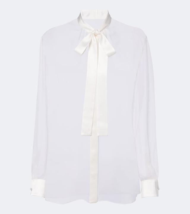Bow-detail silk chiffon blouse