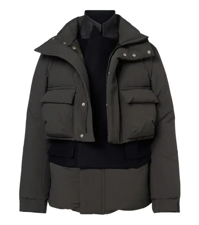 Sacai Layered wool-trimmed down jacket