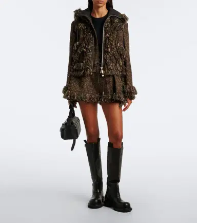 Sacai Fringed wool-blend tweed shorts | Thumbnail 6 Sacai Fringed wool-blend tweed shorts | Thumbnail 6