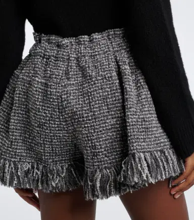 Sacai Fringed wool-blend tweed shorts | Thumbnail 2 Sacai Fringed wool-blend tweed shorts | Thumbnail 2