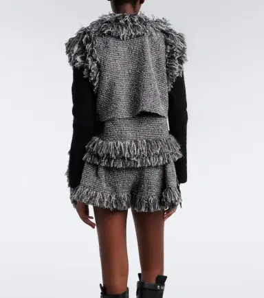 Sacai Fringed wool-blend tweed shorts | Thumbnail 3 Sacai Fringed wool-blend tweed shorts | Thumbnail 3