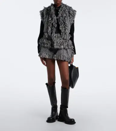 Sacai Fringed wool-blend tweed shorts | Thumbnail 4 Sacai Fringed wool-blend tweed shorts | Thumbnail 4