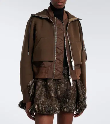 Sacai Layered cotton-blend zip-up hoodie | Thumbnail 3 Sacai Layered cotton-blend zip-up hoodie | Thumbnail 3