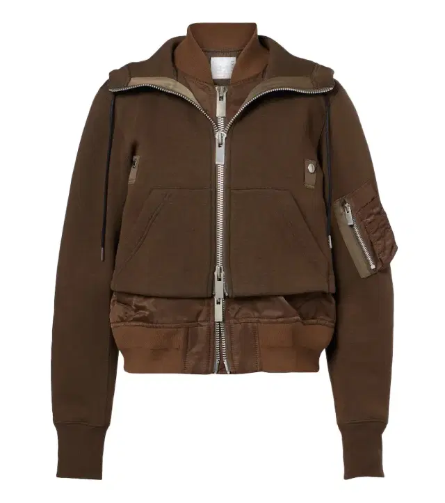 Layered cotton-blend zip-up hoodie Layered cotton-blend zip-up hoodie