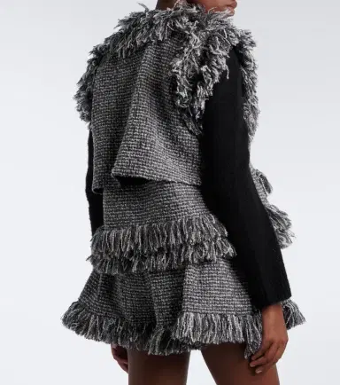 Sacai Fringed wool-blend tweed vest | Thumbnail 3 Sacai Fringed wool-blend tweed vest | Thumbnail 3
