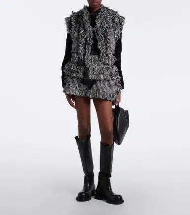 Sacai Fringed wool-blend tweed vest | Thumbnail 4 Sacai Fringed wool-blend tweed vest | Thumbnail 4