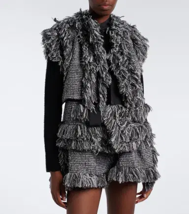 Sacai Fringed wool-blend tweed vest | Thumbnail 5 Sacai Fringed wool-blend tweed vest | Thumbnail 5