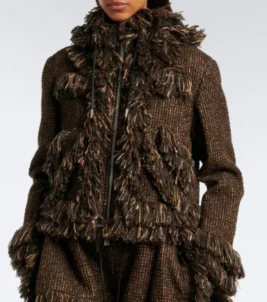 Sacai Fringed wool-blend tweed jacket | Thumbnail 4 Sacai Fringed wool-blend tweed jacket | Thumbnail 4