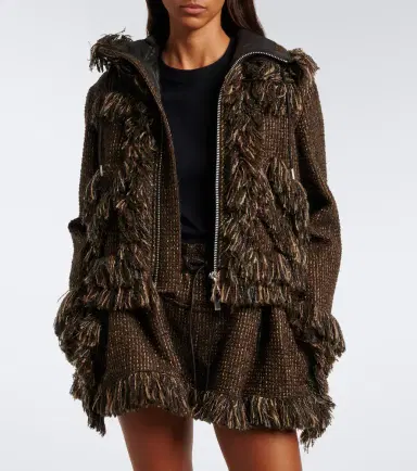 Sacai Fringed wool-blend tweed jacket | Thumbnail 6 Sacai Fringed wool-blend tweed jacket | Thumbnail 6