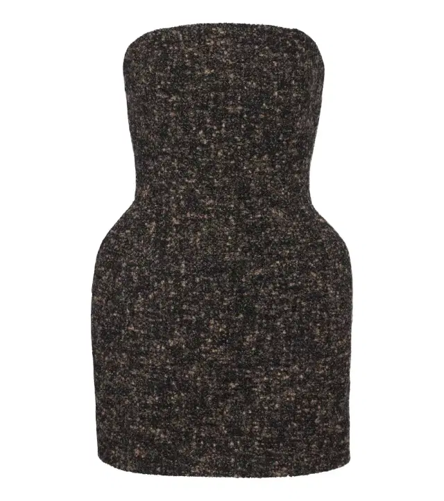 Bouclé wool and cashmere-blend bustier dress